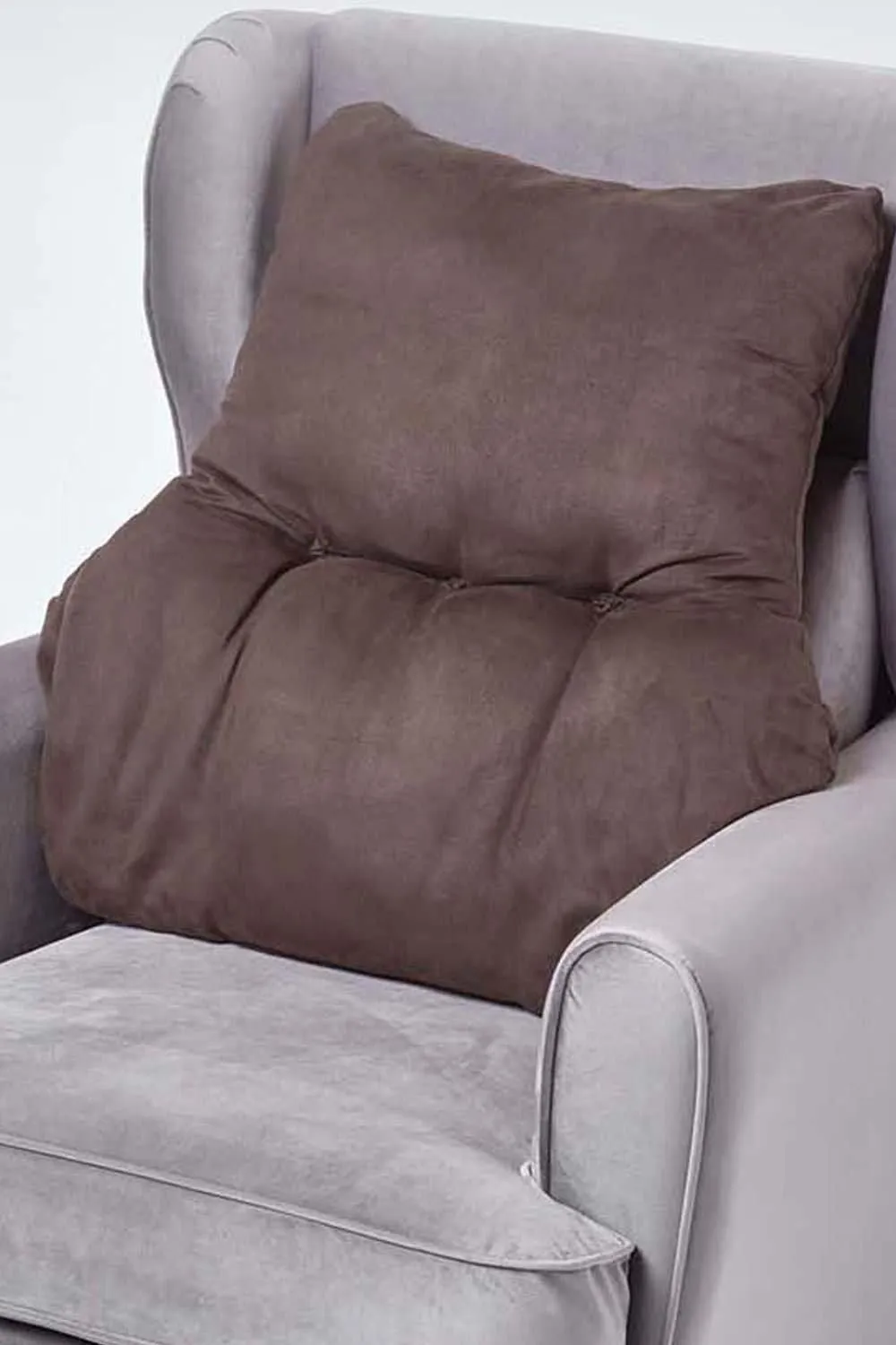 Homescapes Faux Suede Back Support Cushion in Chocolate