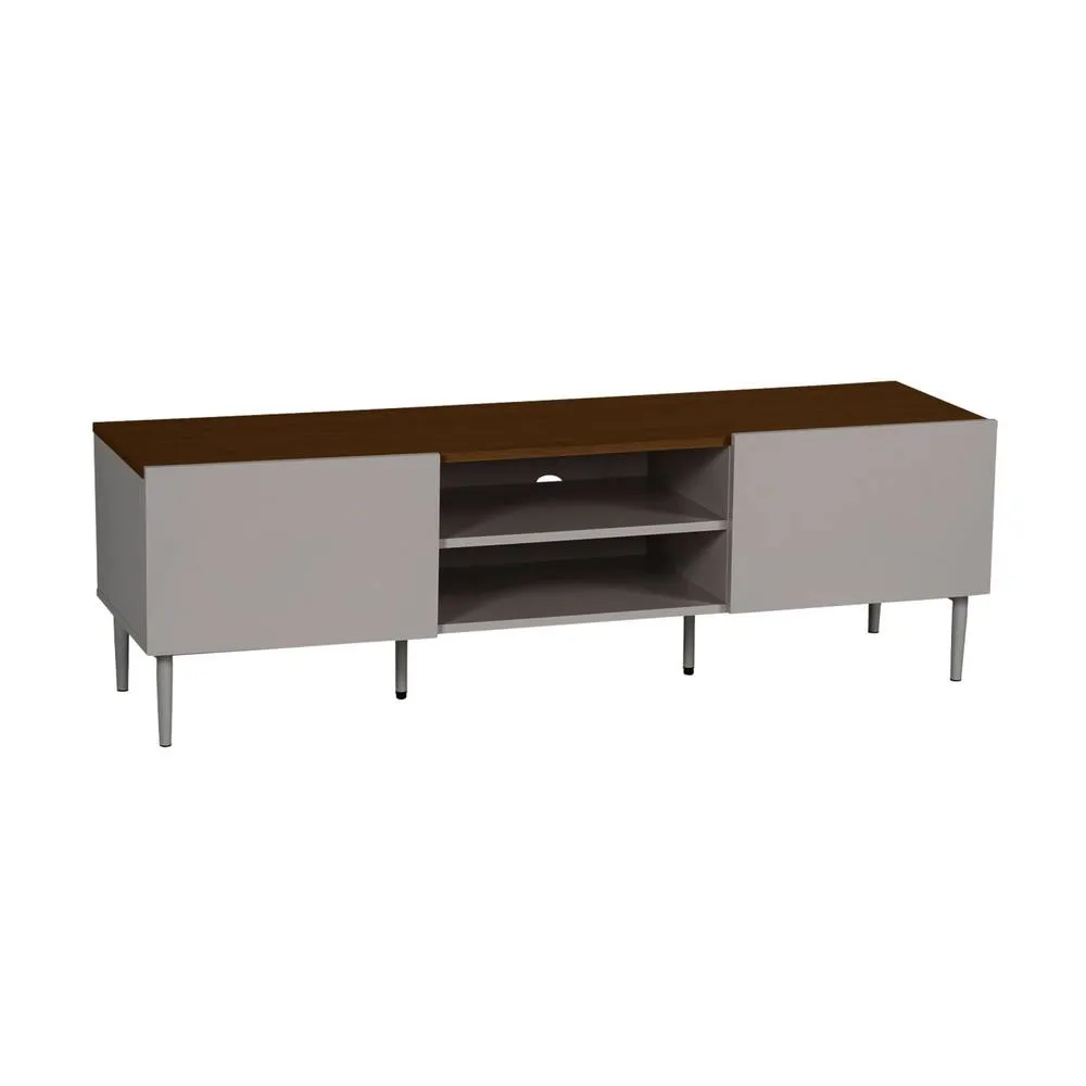 sweeek TV stand metal with wood decor 2 doors 140 cm in Grey 2