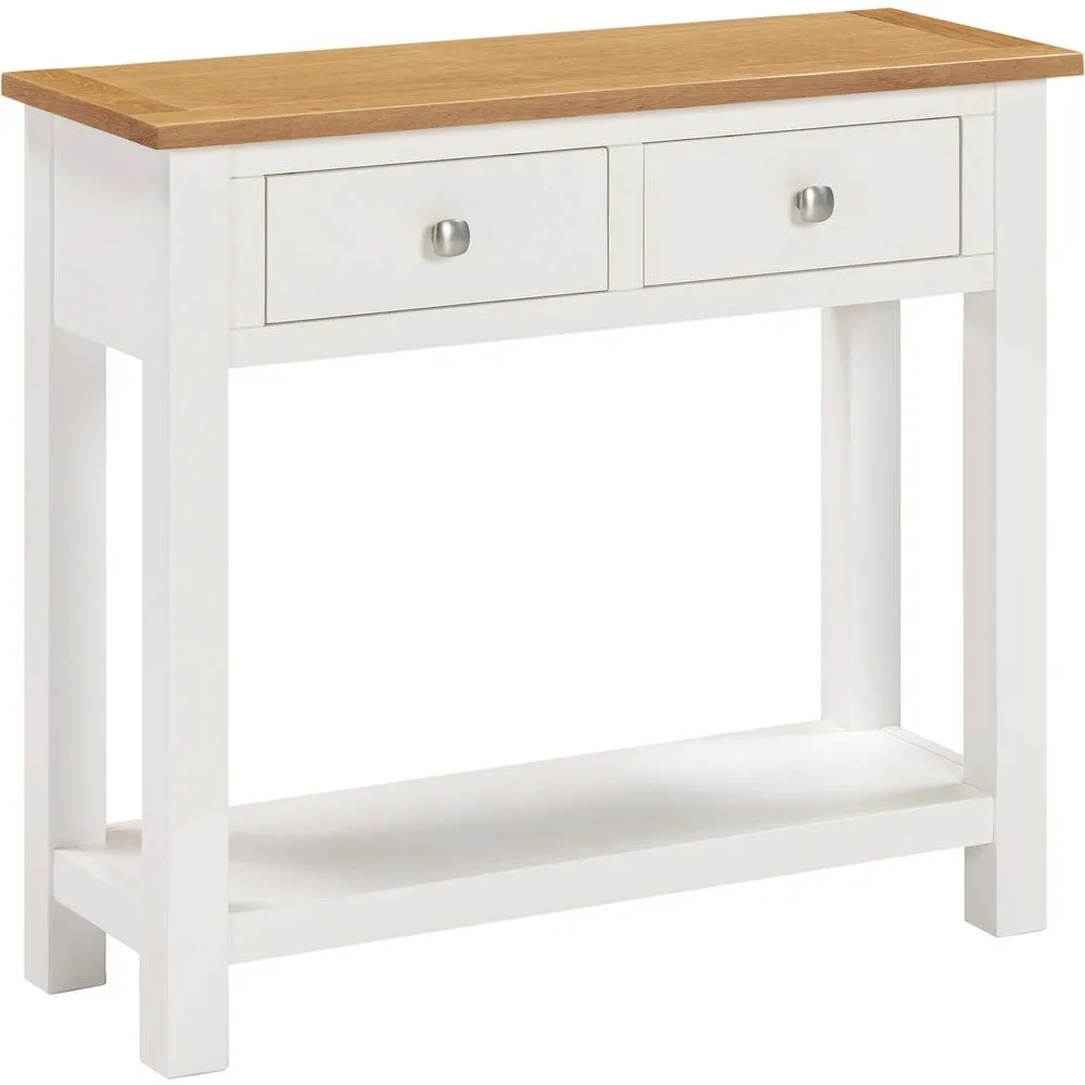 Seconique Cambridge 2 Drawer Console Table - Linen/Oak (Part assembled) in White 2
