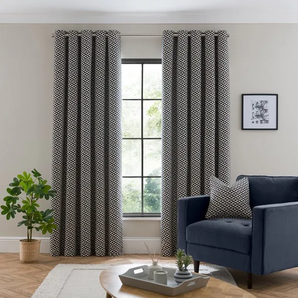 Geo Checkerboard Eyelet Curtains 2
