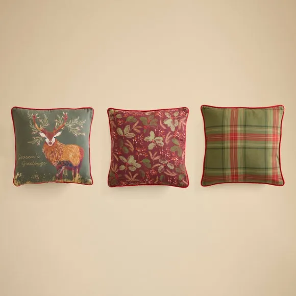 Set of 3 Christmas Harvest Square Cushion Covers 3