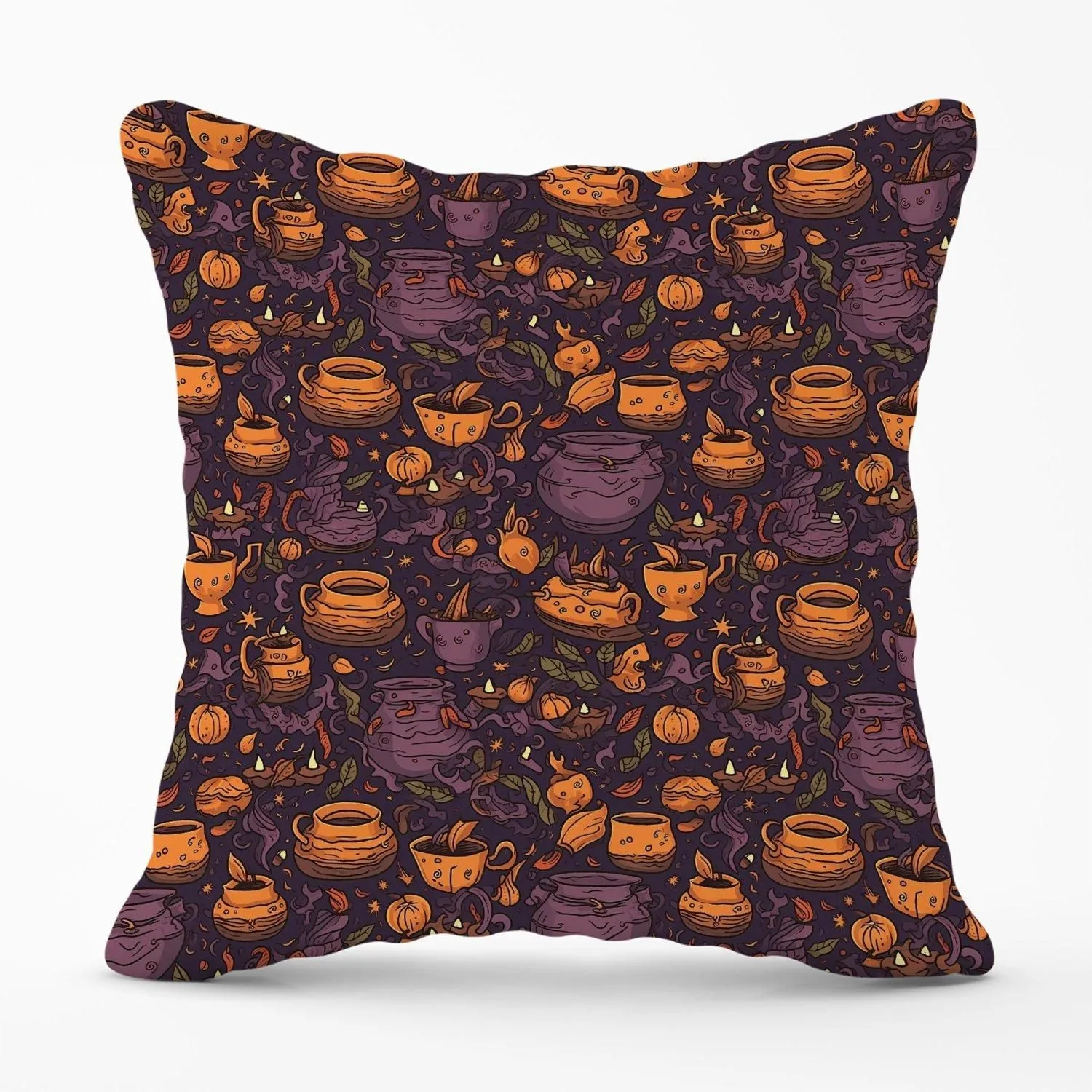 Warren Reed - Designer Wicked Witches Bubbling Cauldrons Outdoor Cushion in Purple