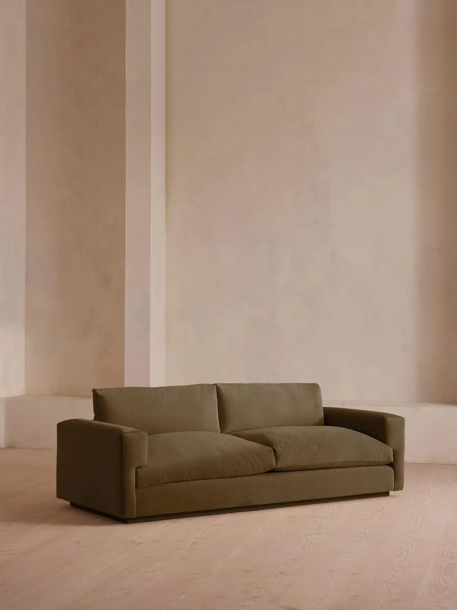 Mossley Three Seater Sofa, Velvet, Olive