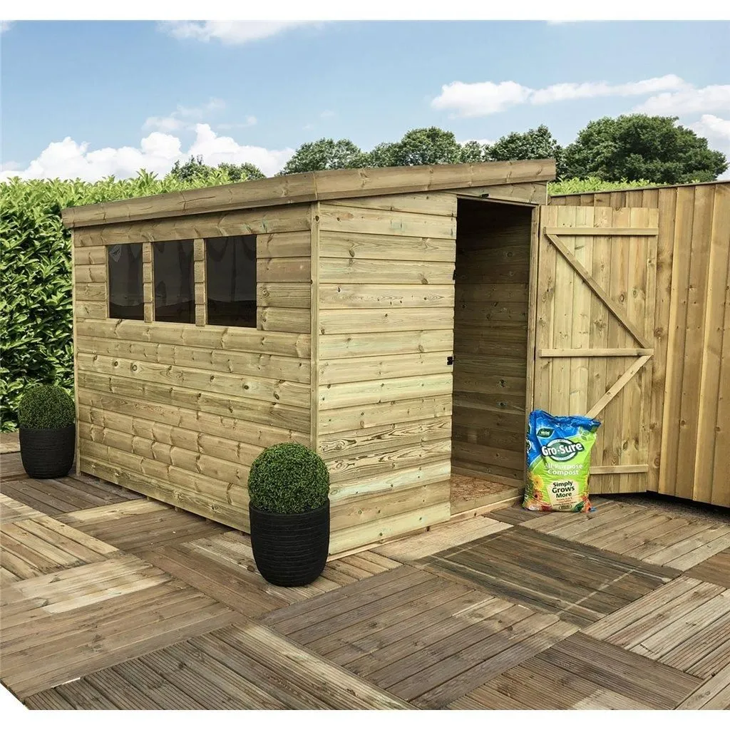 Marlborough 8 x 8 Pressure Treated Reverse Garden Shed with Single Door in Natural 4