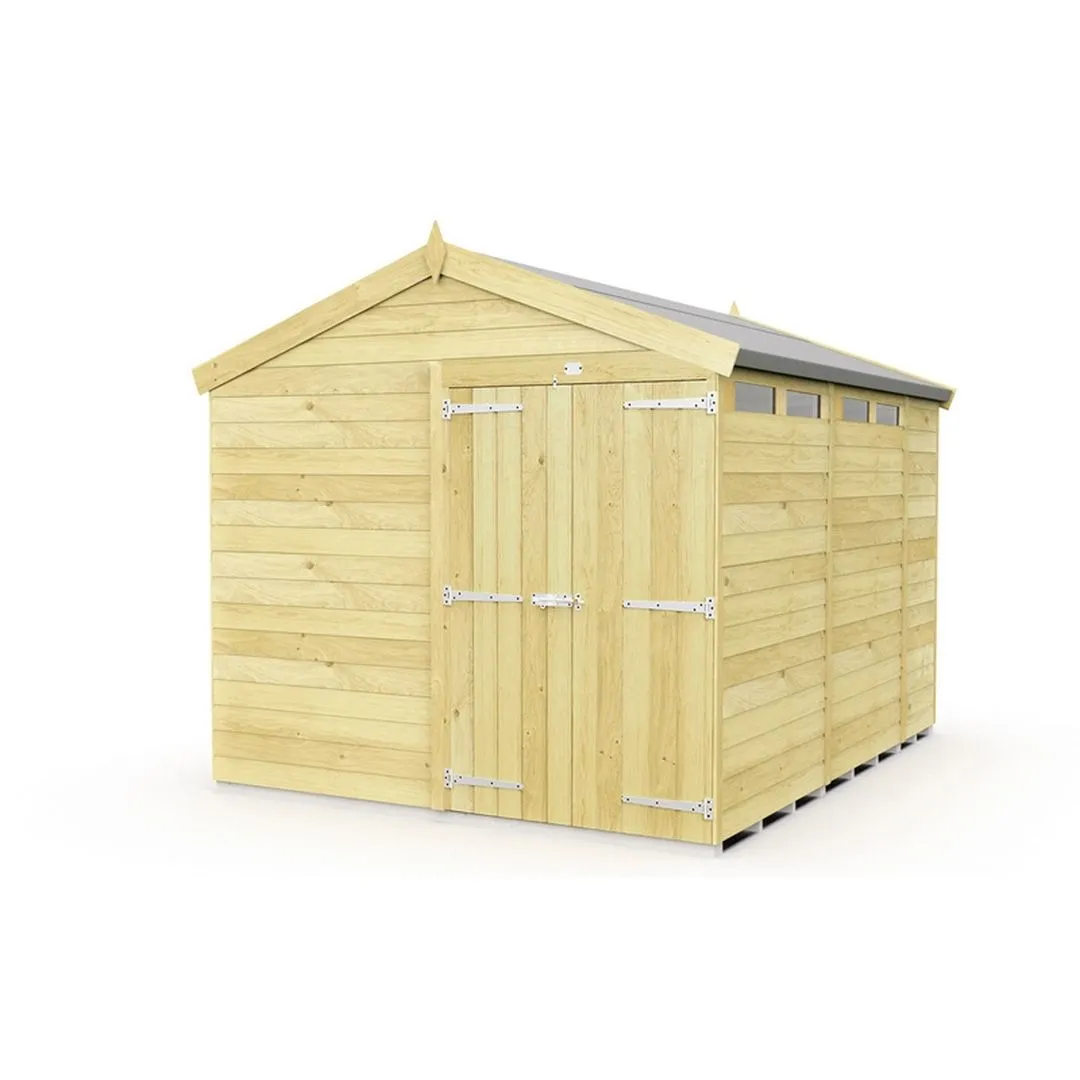 Buttercup Farm 8 x 11 Feet Apex Security Shed - Double Door - L329 x W231 x H217 cm in Brown