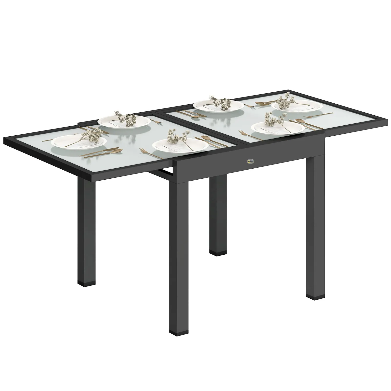 OUTSUNNY Extendable Outdoor Dining Table Patio Table, Clear 2