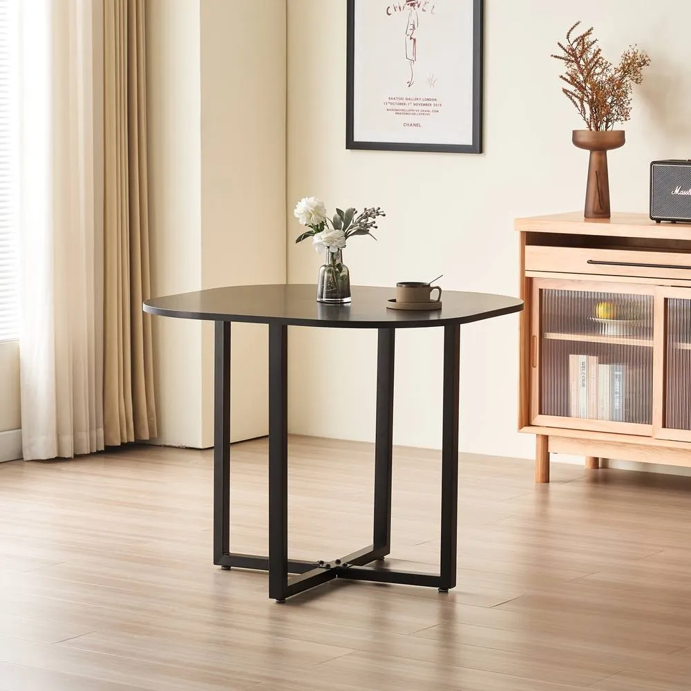 Comfy Living Ltd Black 90cm Square Dining Table Set with 4 Black Chairs 6