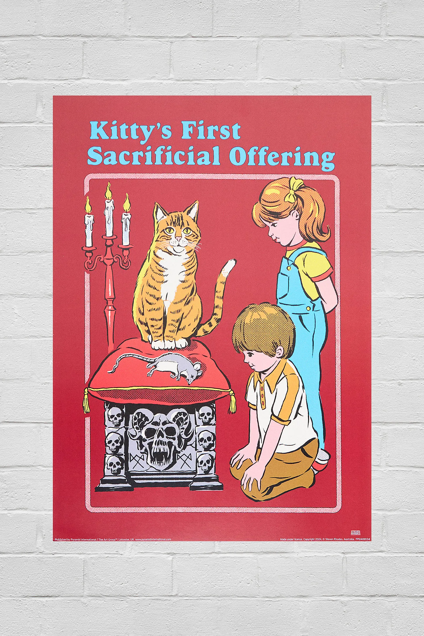 Stephen Rhodes Kittys First Offering 30x40cm Wall Art Print - Red