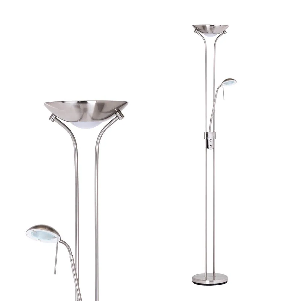 Mother and Child Floor Lamp, Satin Nickel