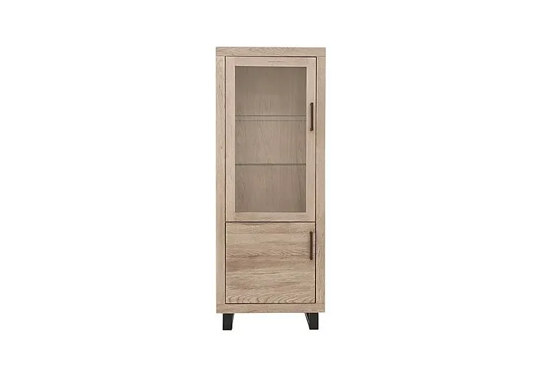 Terra Small Left Hand Facing Display Cabinet - Vintage Grey