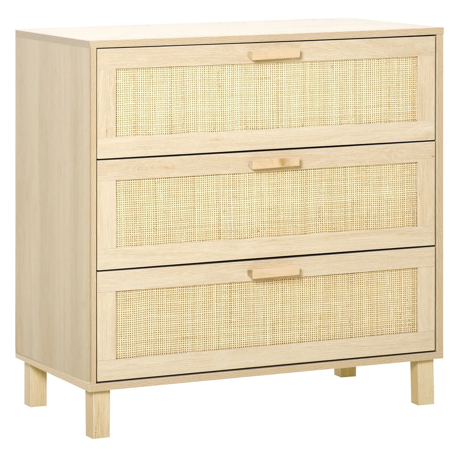 HOMCOM 3 Drawer Cabinet Storage Cupboard Sideboard Organiser in Light Brown 2