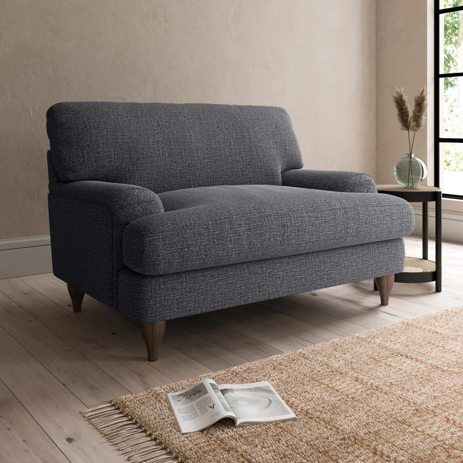 Darwin Slub Cotton Blend Snuggle Chair Slub Cotton Black