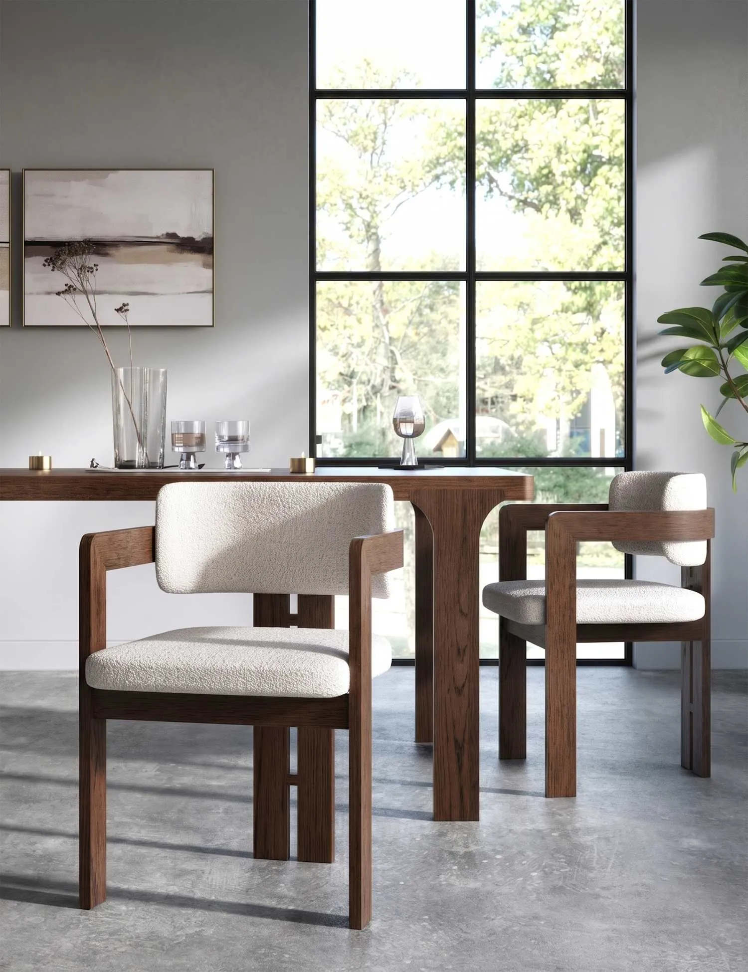 Corndell California Boucle Dining Chair Cream