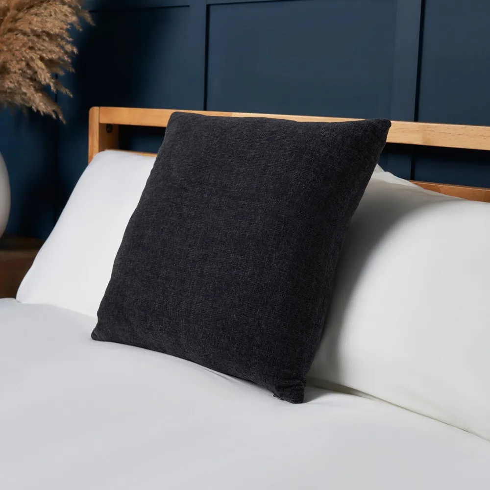 Chenille Cushion, Charcoal 1