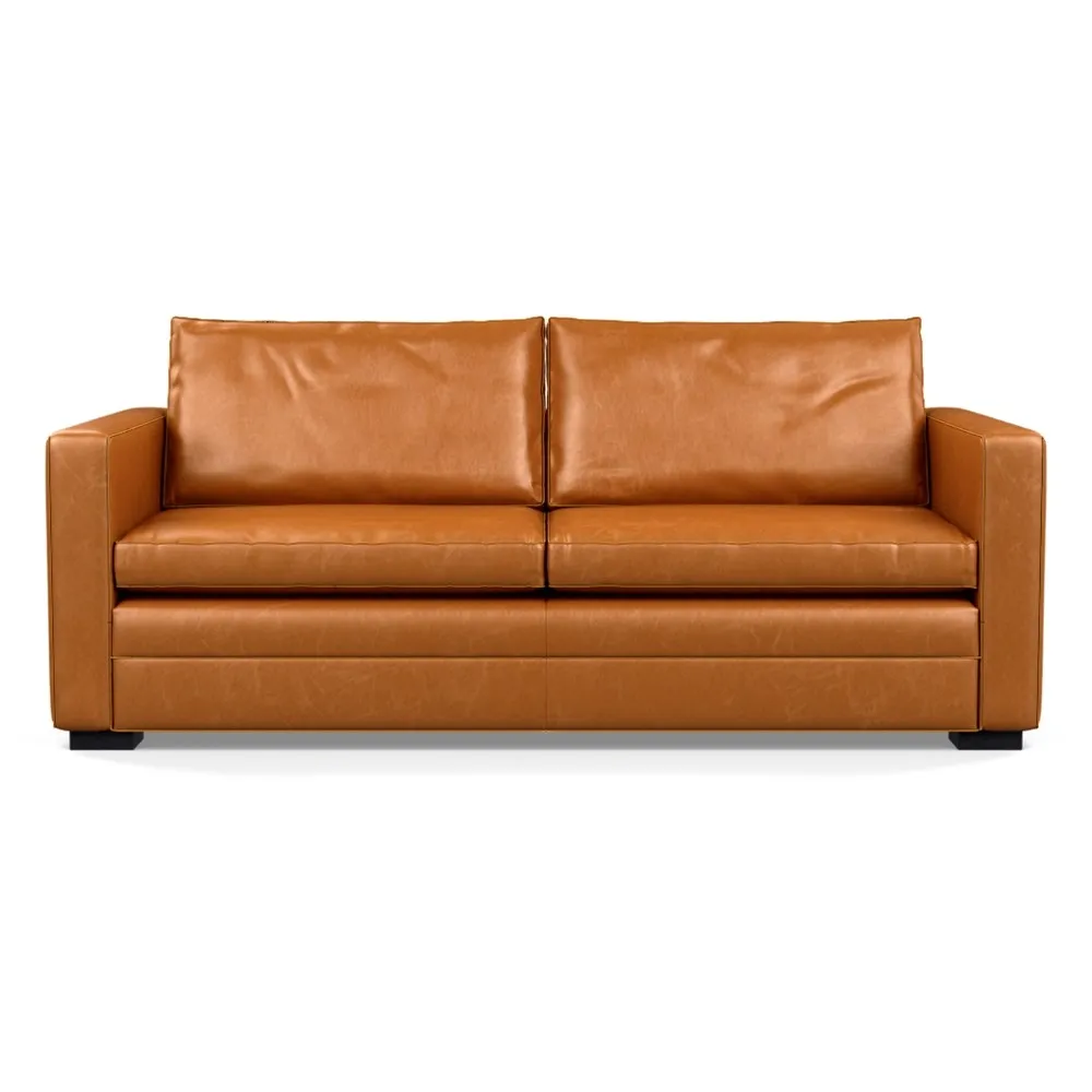 Heal's Palermo 3 Seater Sofa Stonewash Leather Toffee 277 Black Feet 1