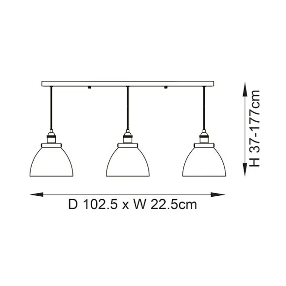 Vogue Tobermory Industrial 3 Light Adjustable Diner Light 6
