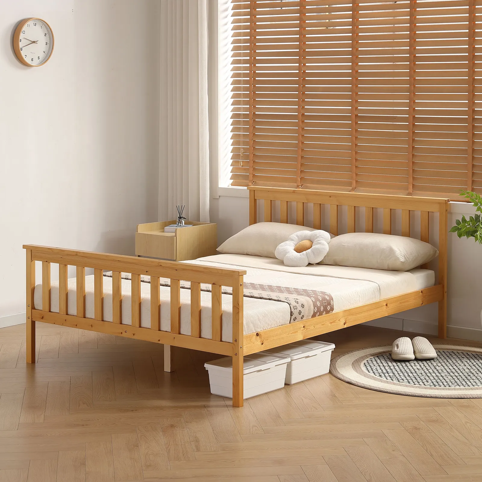 Comfy Living Ltd Modern Wooden Bed Frame in Light Brown 5