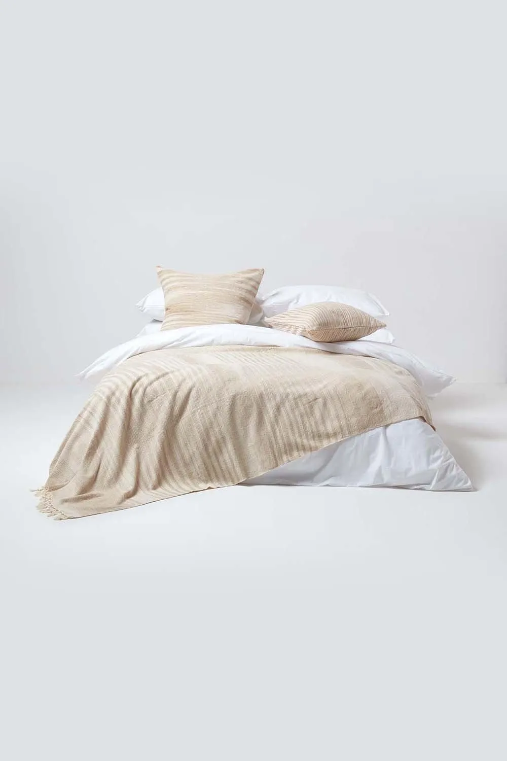 Homescapes Cotton Chenille Tie Dye Cushion Cover in Beige 4