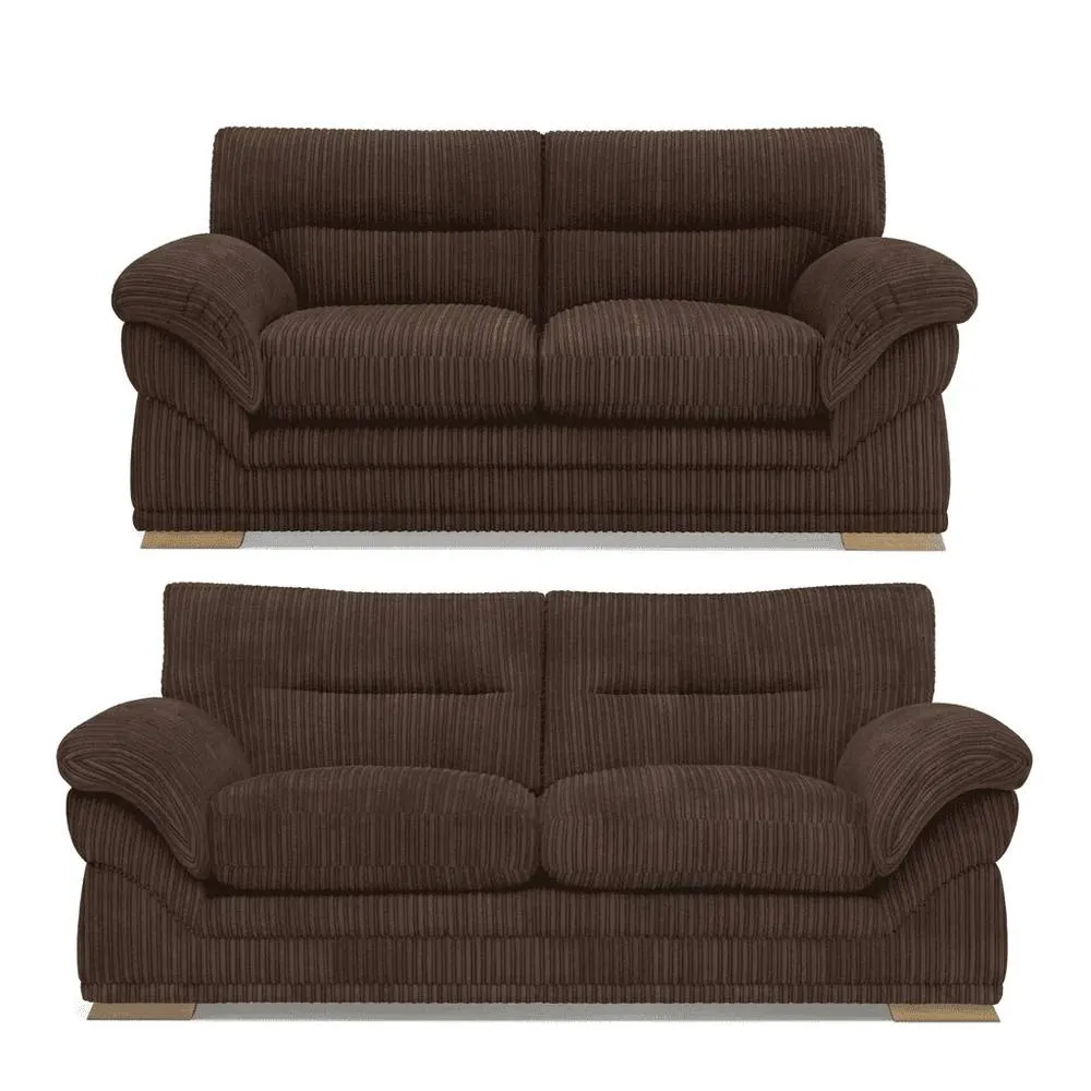 Bliss Furniture Amalfi 3+2 Seater Claude Sofa Modern Plush Fabric in Brown