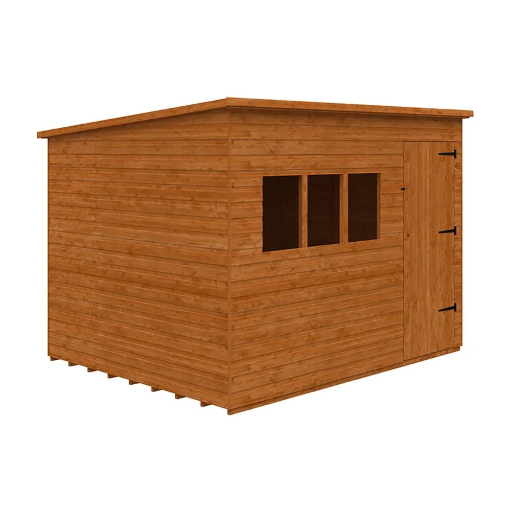 Buttercup Farm 10 x 8 Feet Deluxe Pent 12mm Shed - Solid Wood/Softwood/Pine in Burnt Orange