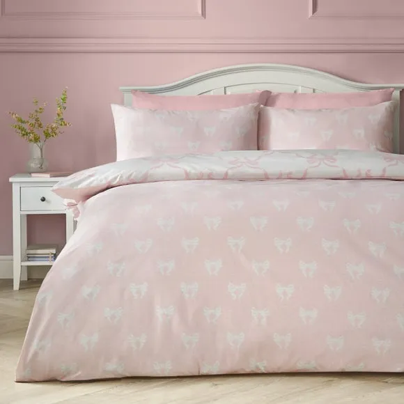 Catherine Lansfield Pretty Bows Polycotton Duvet Cover & Pillowcase Set 2