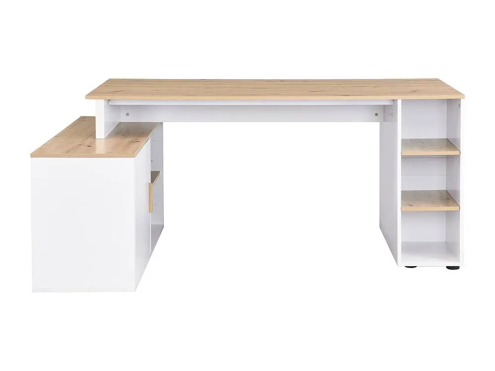 Vente-unique Corner Desk With Storage - MDF - White & Natural - ROMIARA in Light Oak 6