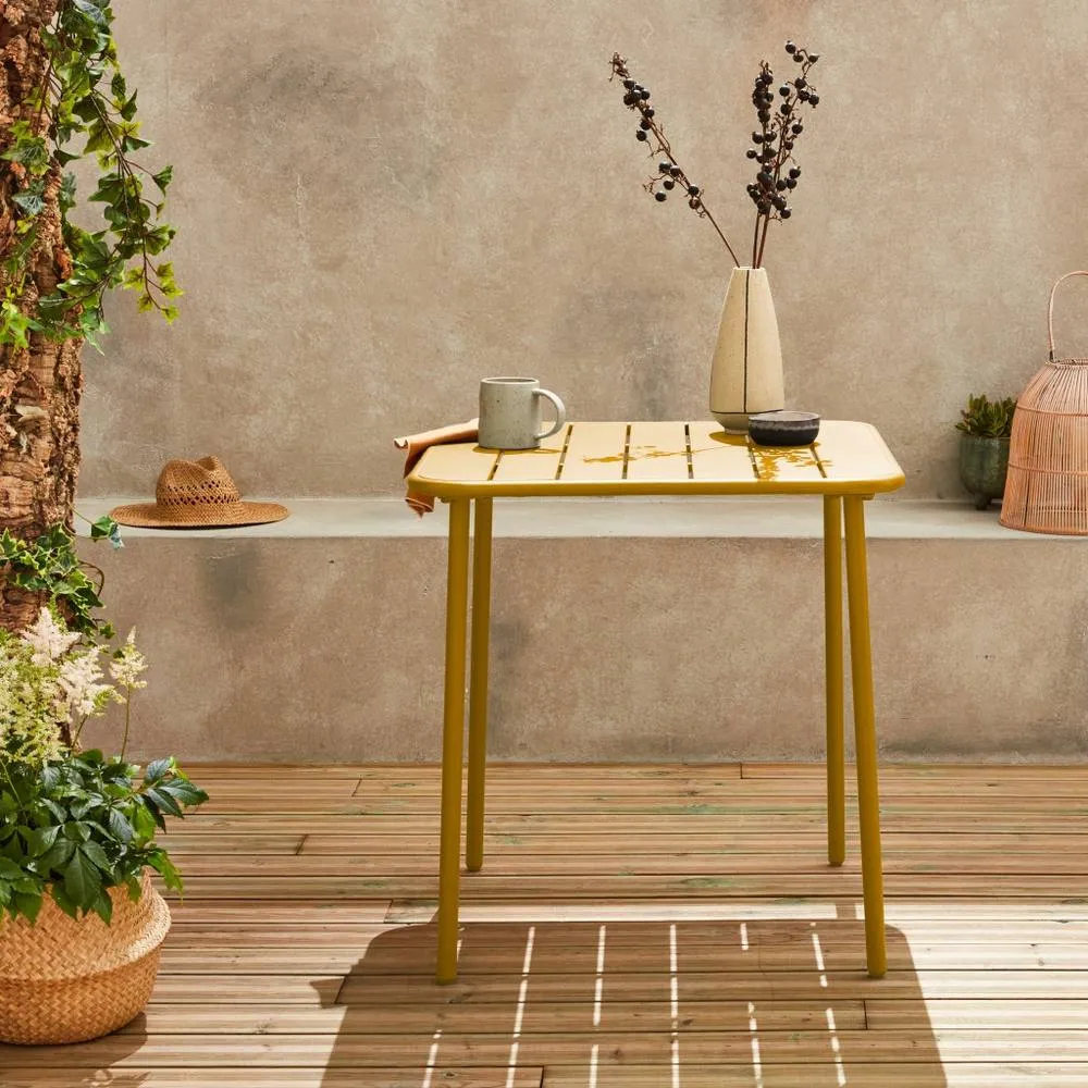sweeek 2-seater Square Steel Garden Table in Yellow
