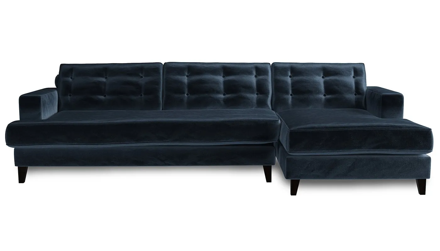 Heal's Mistral Right Hand Facing Corner Sofa Velvet Midnight Black Feet