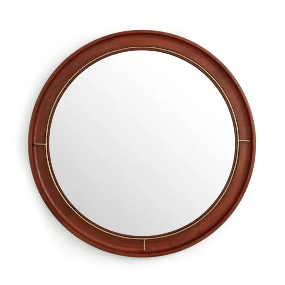 Mango Wood & Metal Round Wall Mirror 3
