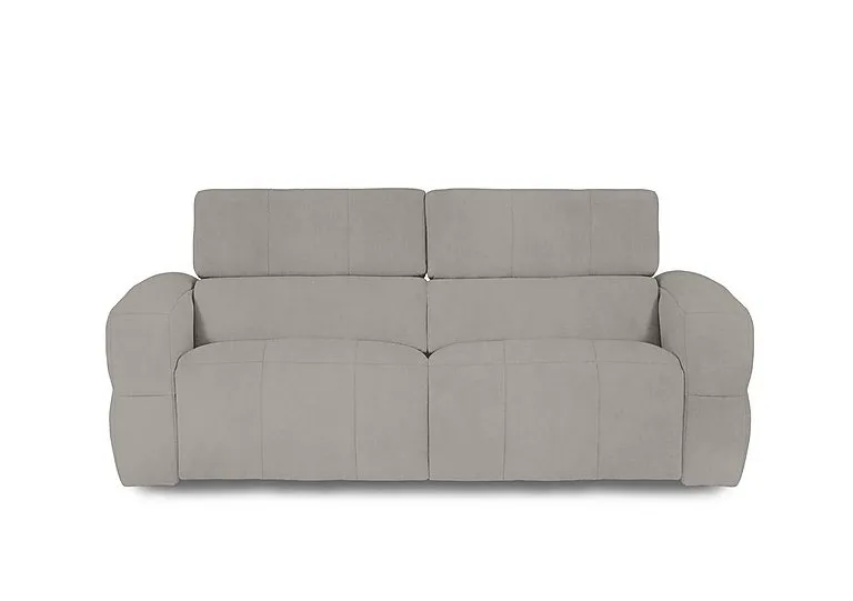 Cube Fabric 3 Seater Power Recliner Sofa with Power Headrests - Opulence Silver
