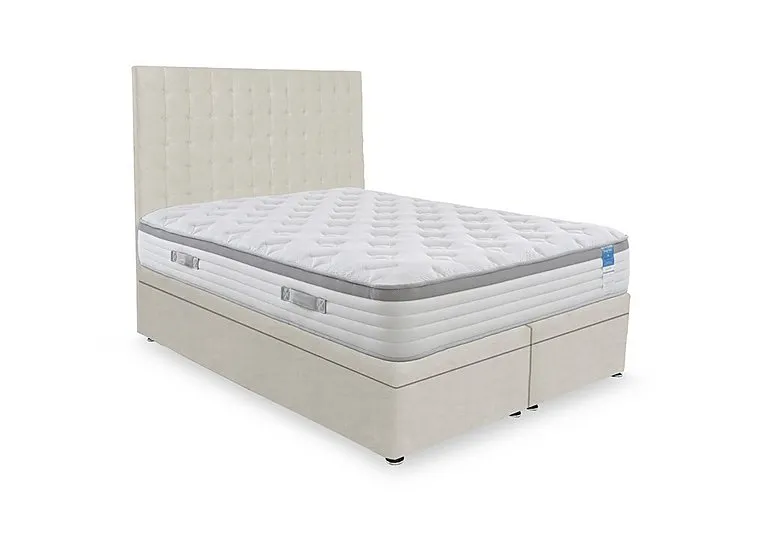 Hybrid 360 Electric End Lift Ottoman Divan Set - Super King - Plush Ecru