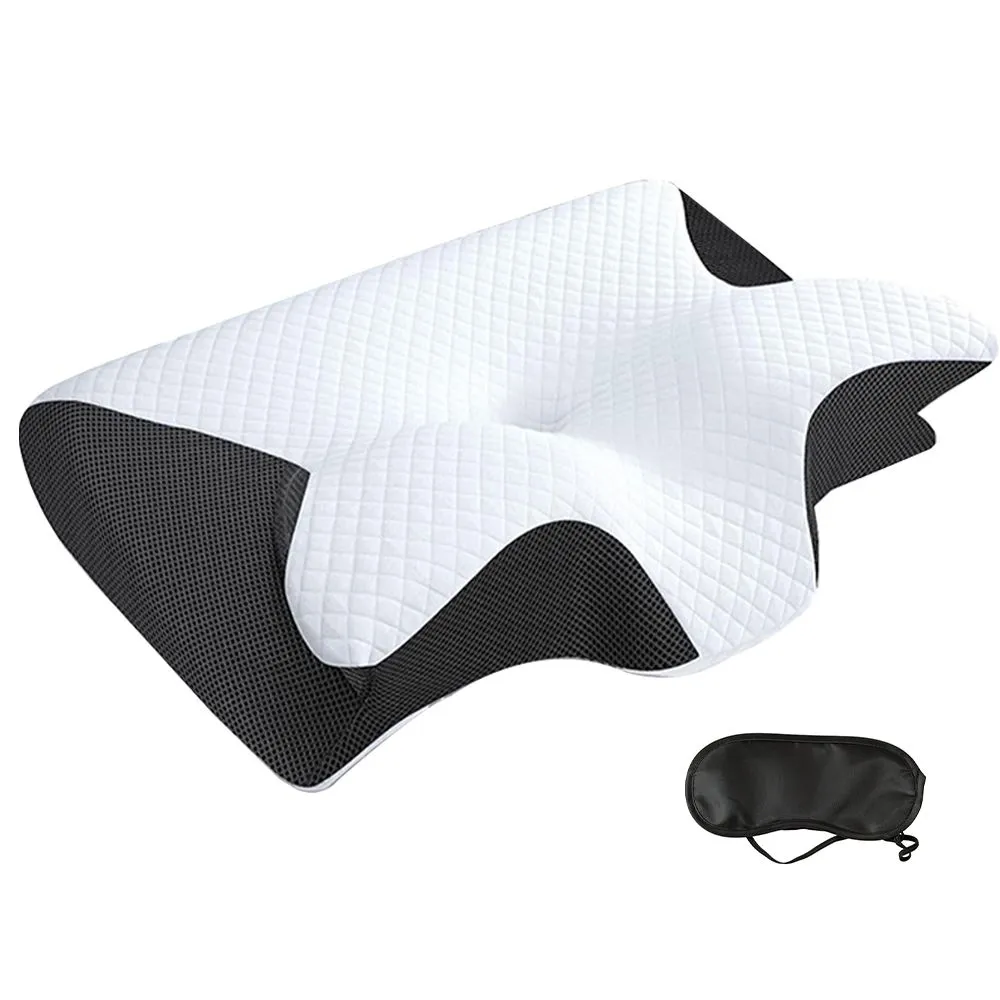 VOGREX Ergonomic Memory Foam Pillow Neck & Shoulder Pain Relief in Black