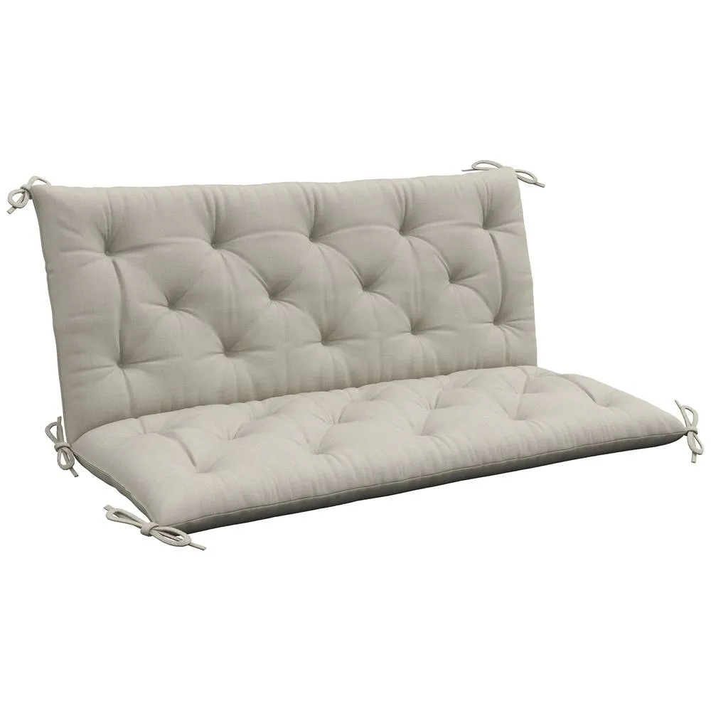 OUTSUNNY Garden Bench Cushion, Seat Pad with Ties in Light Grey 2