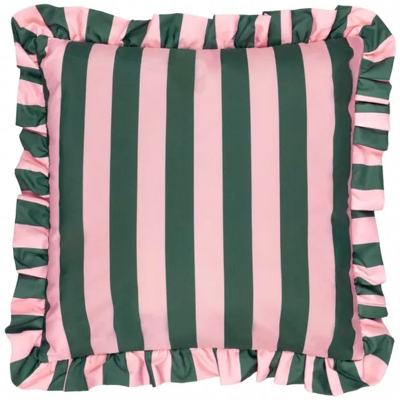 Palm Royal Stripe Ruffle Outdoor Square Cushion 2
