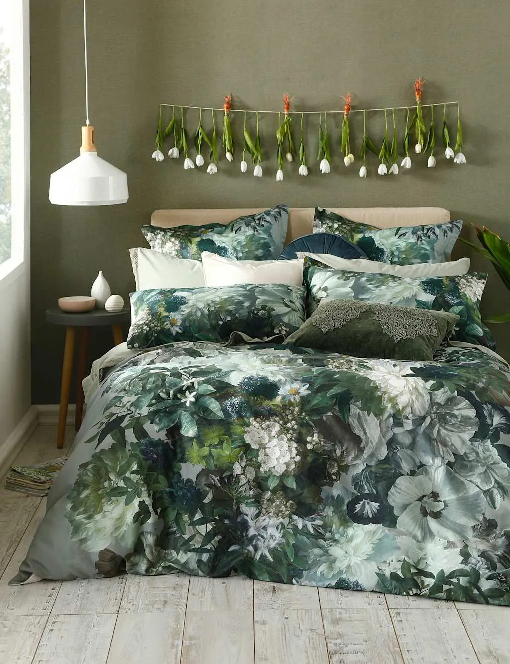 MM Linen Pure Cotton Florian Bedding Set White Mix