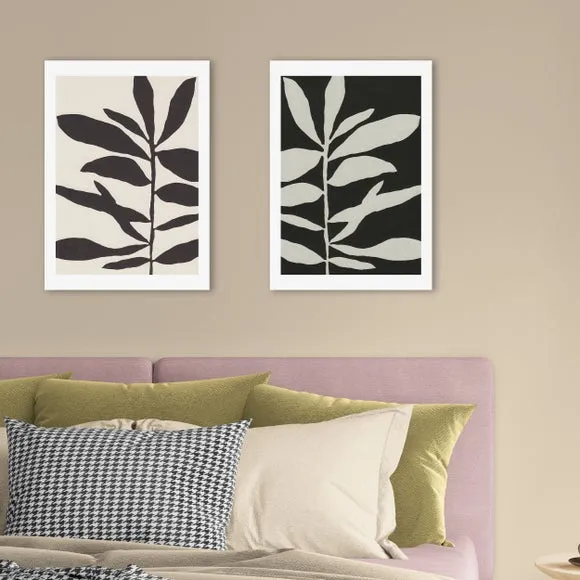 East End Prints Set of 2 Linocut Branch Prints 1