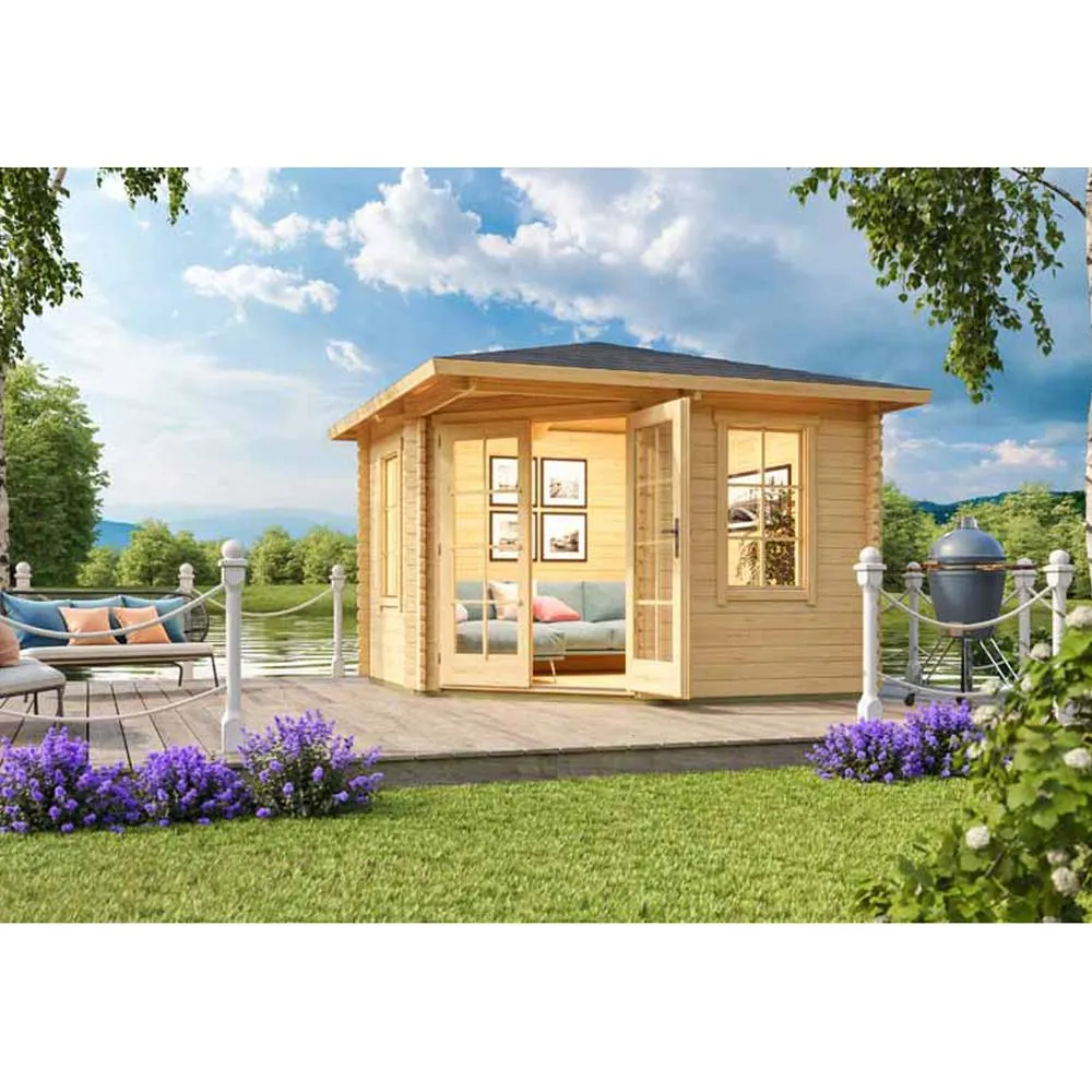 Lasita Maja Ltd Aruba 1-Log Cabin, Garden Room, Home Office - L357.4xW357.4xH265.6 cm in Light Tan