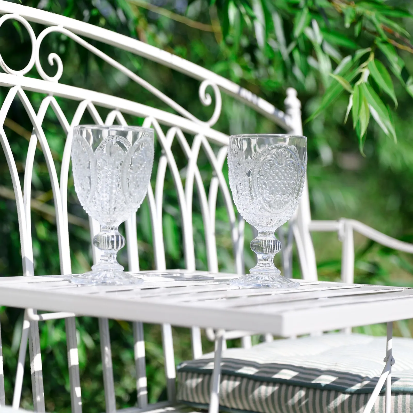 Dibor Vintage Large Cream Arched Outdoor Garden Furniture Companion Seat Garden Bench with Free Set of 2 Grey Seat Pad Cushions 4