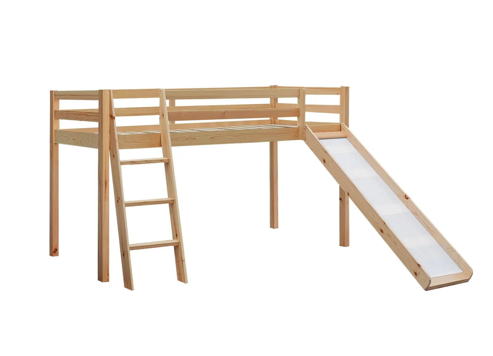 Comfy Living Ltd 3ft Wooden Mid Sleeper Various Colours With Slide in Natural 2