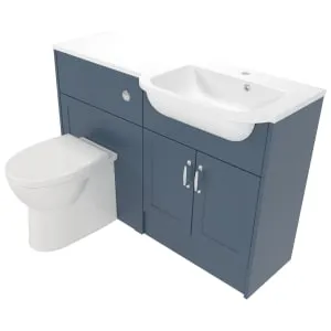 Deccado Padworth Juniper Blue Right Hand 1200mm Fitted Vanity & Toilet Pan Unit Combination with Right Hand Basin