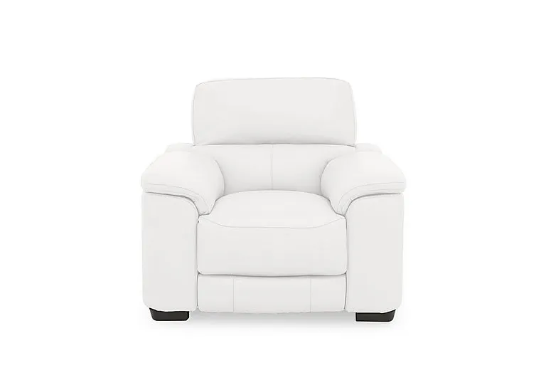Nova Leather Power Recliner Chair with Power Headrest - BV Star White