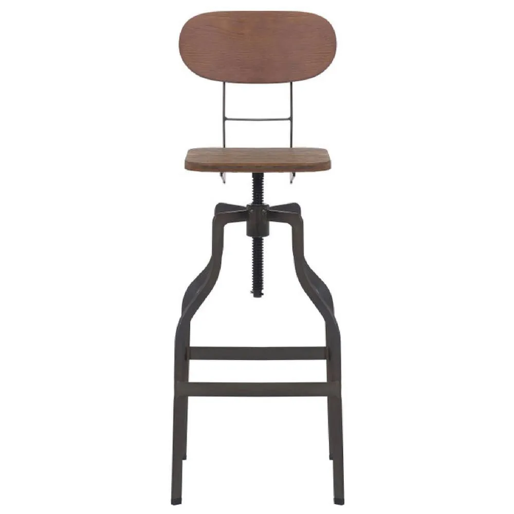 netfurniture Bolzing Kitchen Bar Stool Retro Industrial Style Brown Wood Seat 2