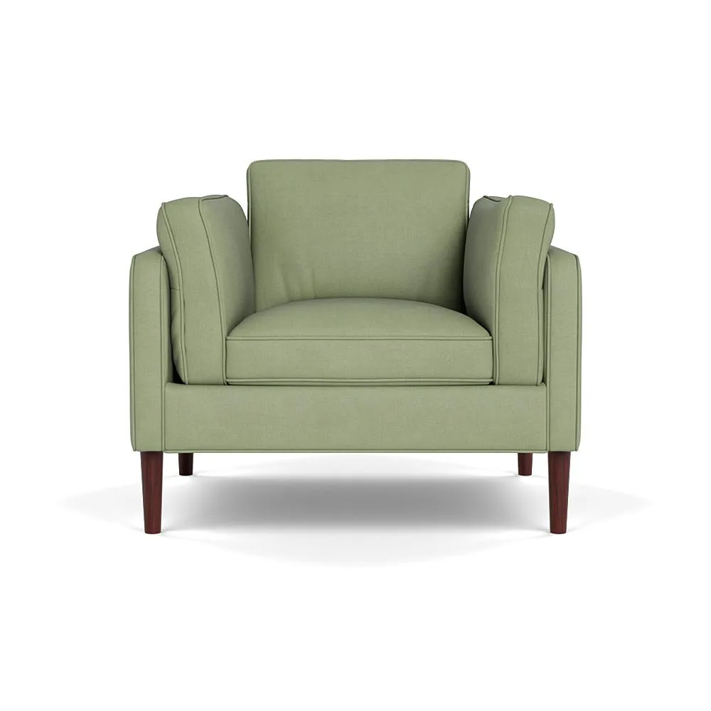 Heal's Sonno Armchair Siena Cotton Pistachio Walnut Feet