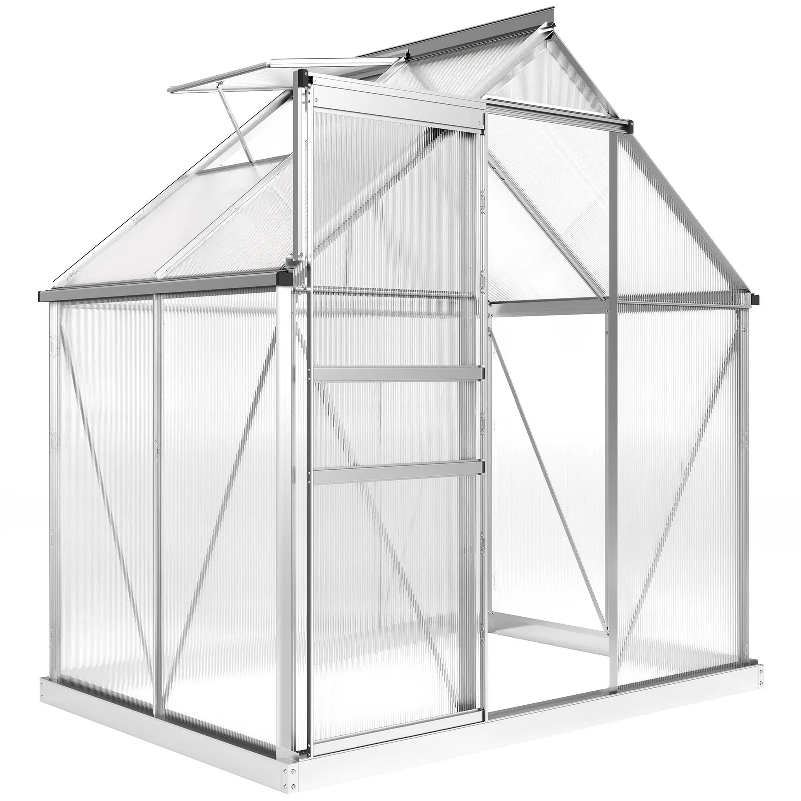 OUTSUNNY Polycarbonate Walk-in Garden Greenhouse w/ Sliding Door Silver Tone 2