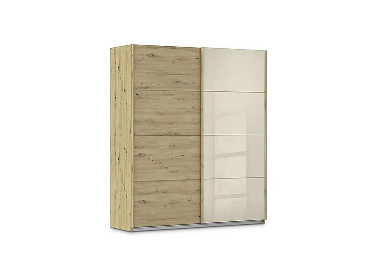 Freja 181cm 2 Door Sliding Decor Wardrobe With Glass Door