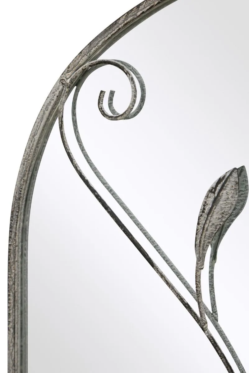 MirrorOutlet Concrete Colour Metal Frame Arched Garden Mirror 31" x 18" 80 x 46CM in Grey 4