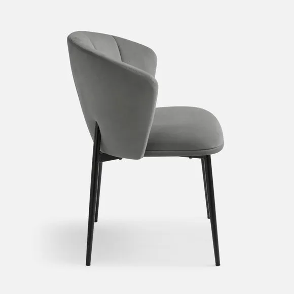 Kiley Dining Chair with Black Legs, Velvet 6