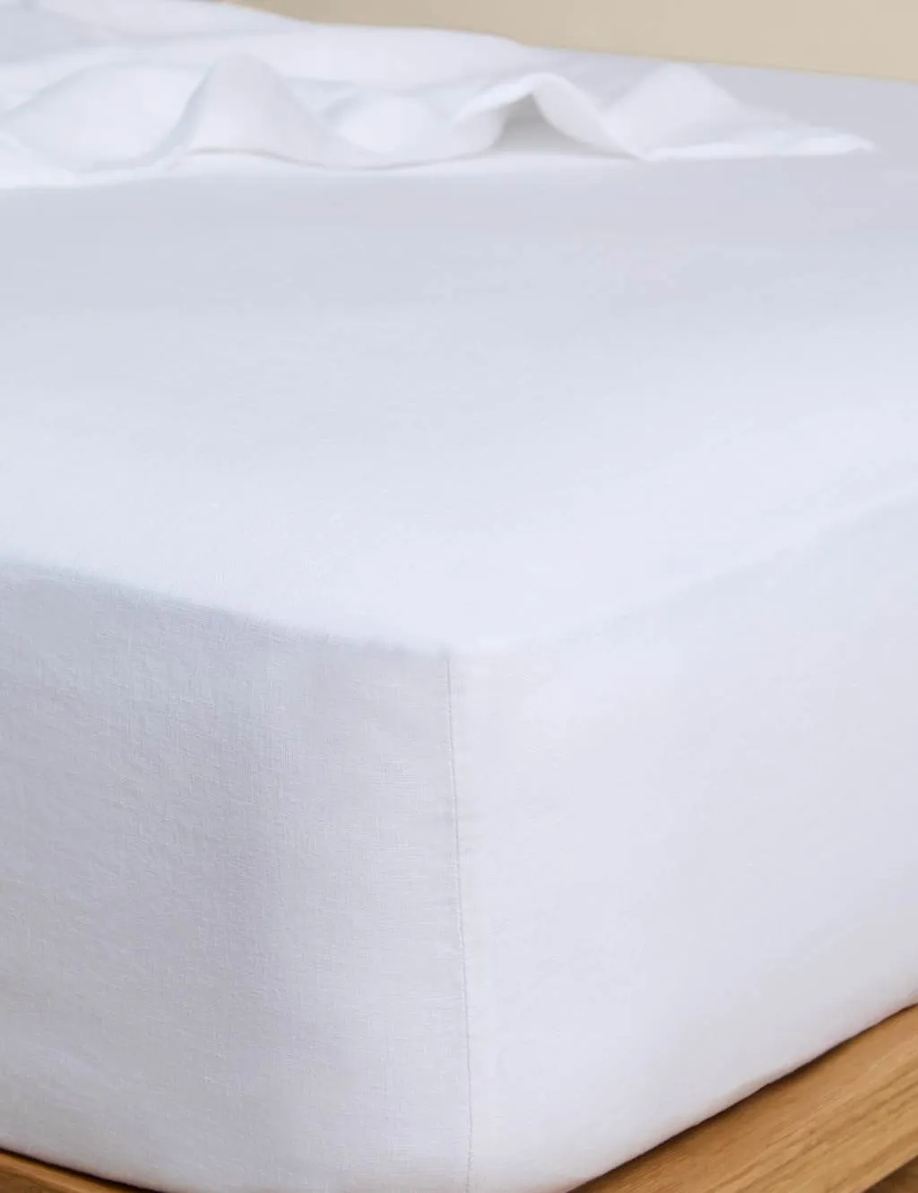 M&S Pure Linen Deep Fitted Sheet White