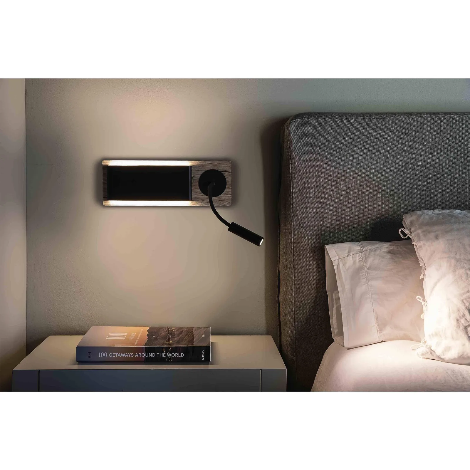 Netlighting Mood Wood Wall Lamp Black With Reader 2x 3W 2