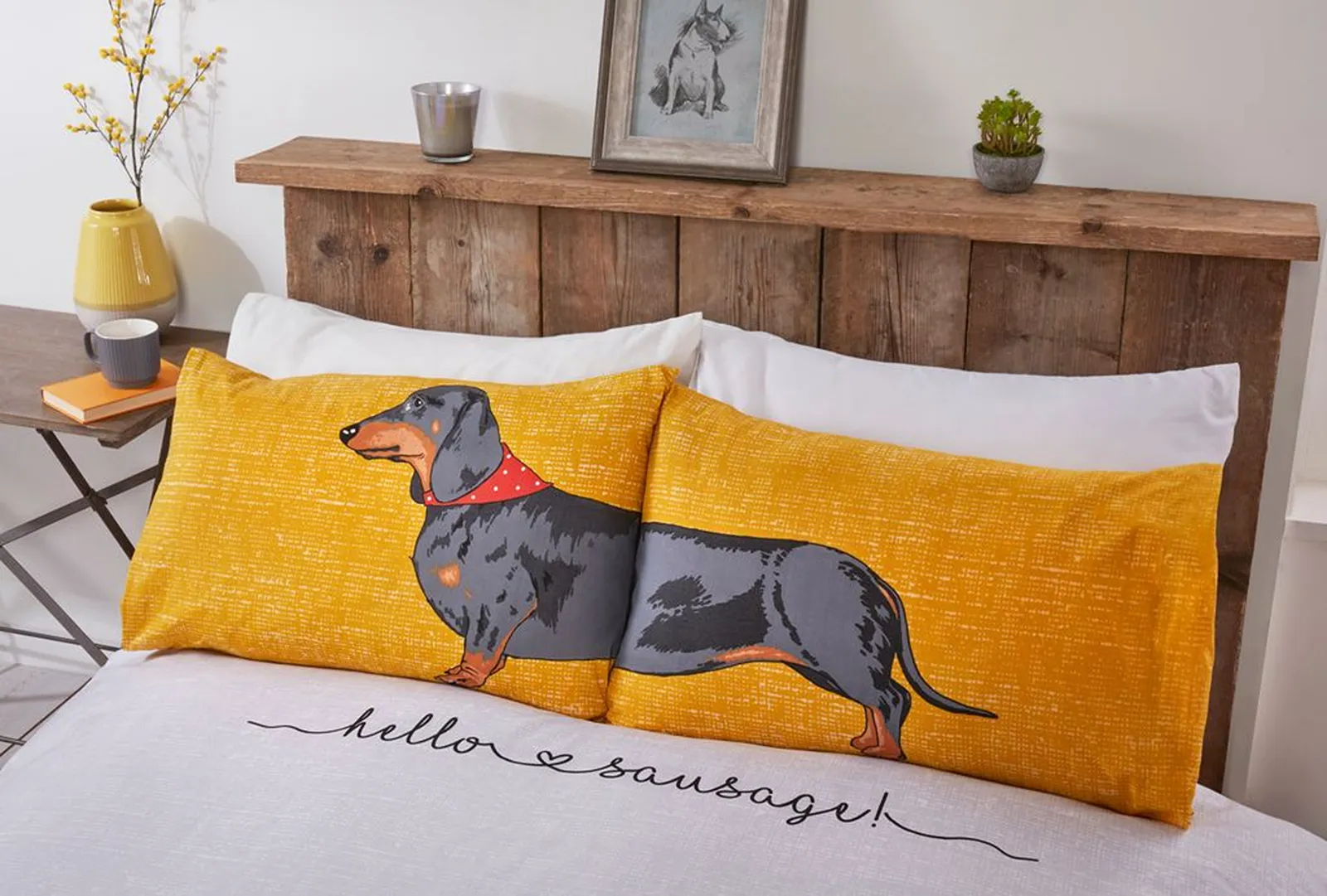Rapport Home Hello Sausage Polycotton Duvet Cover Set with Pillowcase in Orange 3